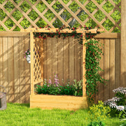 Wooden Raised Garden Planter With Trellis And Roof For Vegetables And Flowers Natural AOSOM