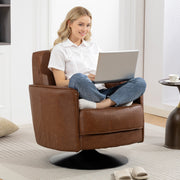 Swivel Accent Chair With Thick Padding Ideal For Living Room Or Office Use Brown AOSOM