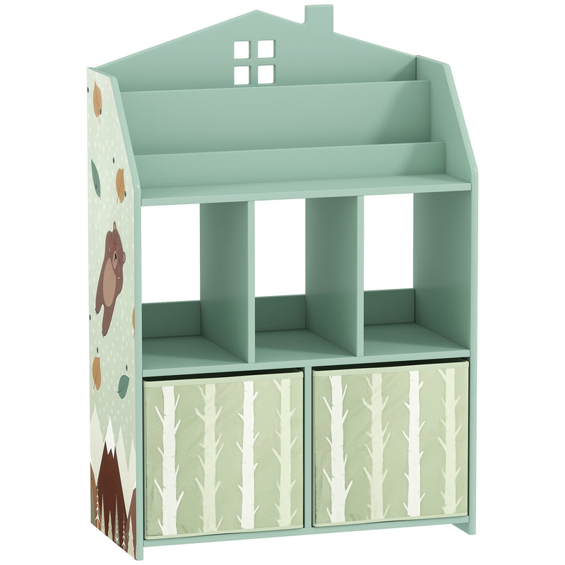 Kids Storage Shelf with Book Display and Drawers for Easy Organisation Green AOSOM