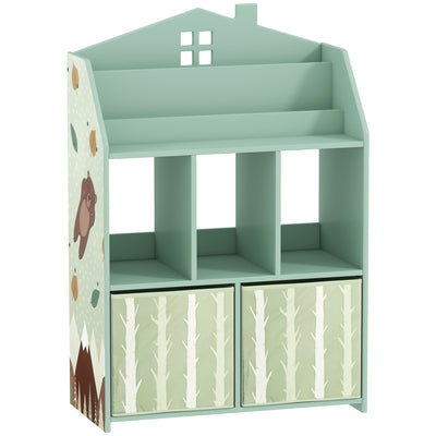 Kids Storage Shelf with Book Display and Drawers for Easy Organisation Green AOSOM