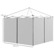 Set of 2 Grey Gazebo Side Walls with Zips 3x3m Easy Replacement for Outdoor Shelters