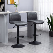 Set of 2 Swivel Bar Stools with Adjustable Height and Footrest for Home Kitchen Dark Grey