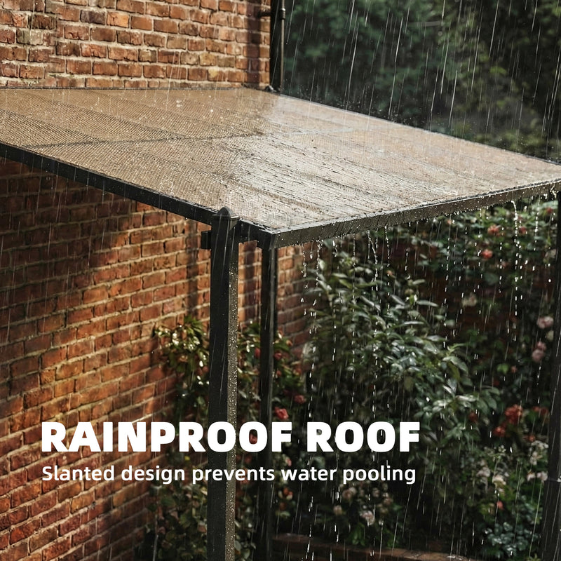 Lean To Pergola with Waterproof Roof for Year Round Garden Shelter Dark Grey Outsunny