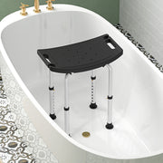 Height Adjustable Shower Stool With Non Slip Feet For Elderly And Disabled Use, Black