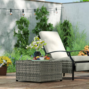 Light Grey Rattan Side Table with Glass Top 62 x 62 cm by Outsunny