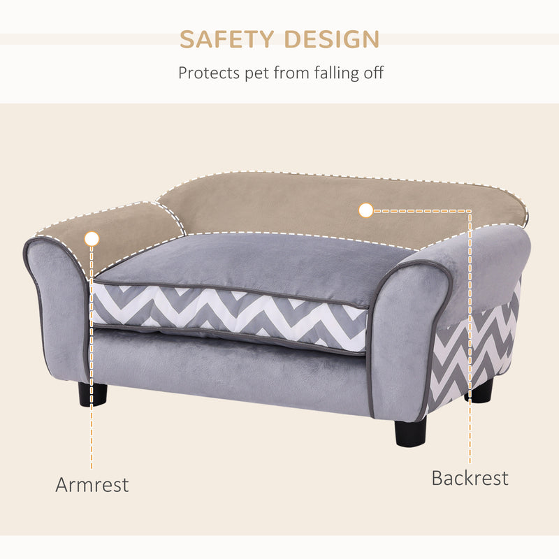 Small Dog Sofa Bed with Soft Cushion and Washable Cover for Indoor Lounging Grey