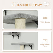 Grey 6 Piece Cat Wall Shelves Set with Bed Scratching Post and Toy Ball by PawHut