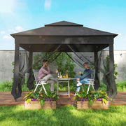 Pop Up Garden Gazebo with Netted Curtains for Shade and Insect Protection Black Outsunny