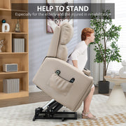 Electric Riser Recliner Chair with Massage and Heat for Comfortable Seating Support Beige