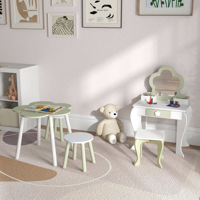 5 Piece Kids Table and Chair Set with Flower Design for Toddlers Aged 3 to 5 Pink AOSOM