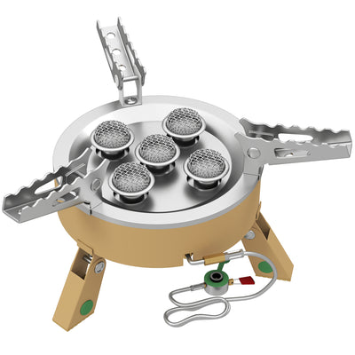 Camping Gas Stove for Fast Outdoor Cooking and Boiling Water Portable Khaki AOSOM