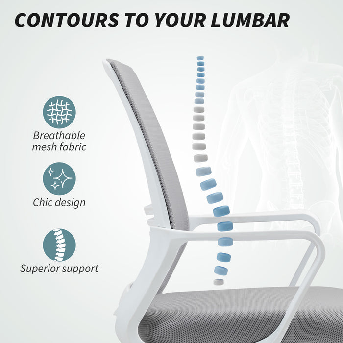 Grey Ergonomic Mesh Drafting Chair with Lumbar Support and Adjustable Foot Ring by HOMCOM