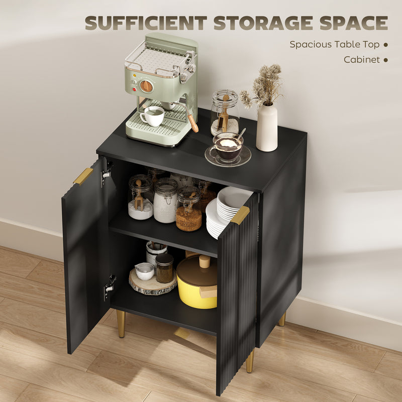Adjustable Sideboard with Storage Shelves Ideal for Living Room or Hallway Black AOSOM