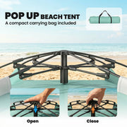 Pop Up Beach Tent for Quick Sun and Wind Protection with Mesh Windows Green Outsunny