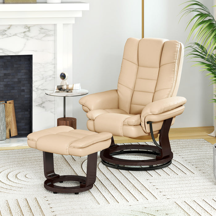 Beige Faux Leather Reclining Chair with 135Â° Adjustability and Footstool by HOMCOM