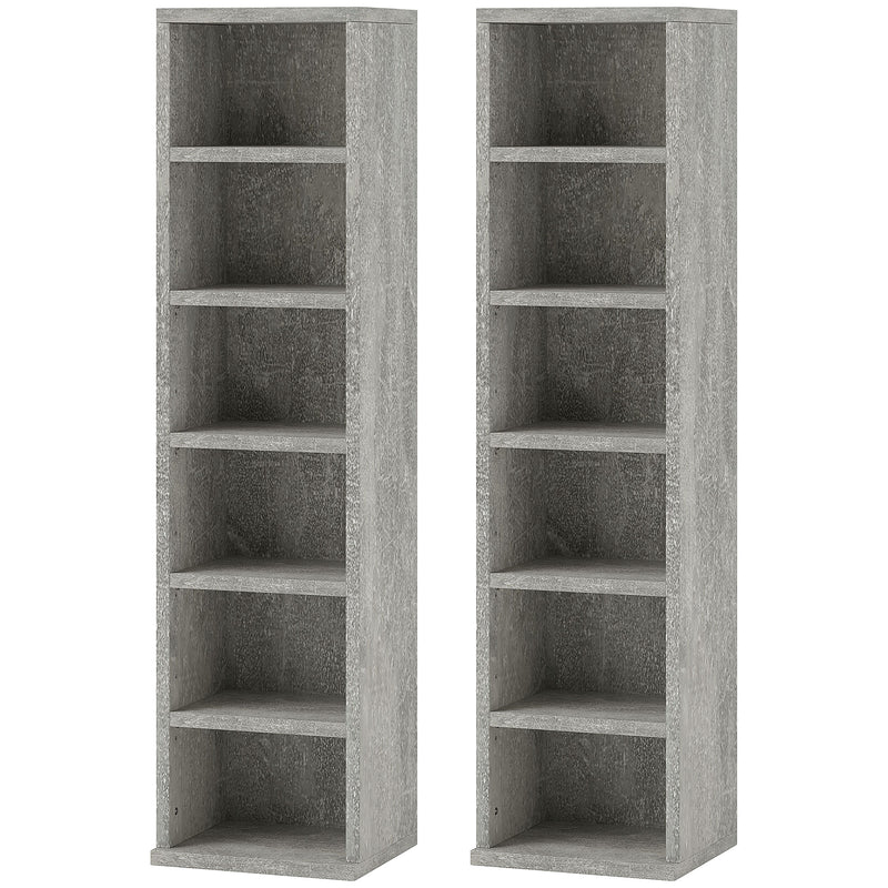 Set of Two CD Storage Units Holds 102 CDs, Space Saving Design, Cement Grey by HOMCOM