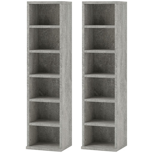 Set of Two CD Storage Units Holds 102 CDs, Space Saving Design, Cement Grey by HOMCOM