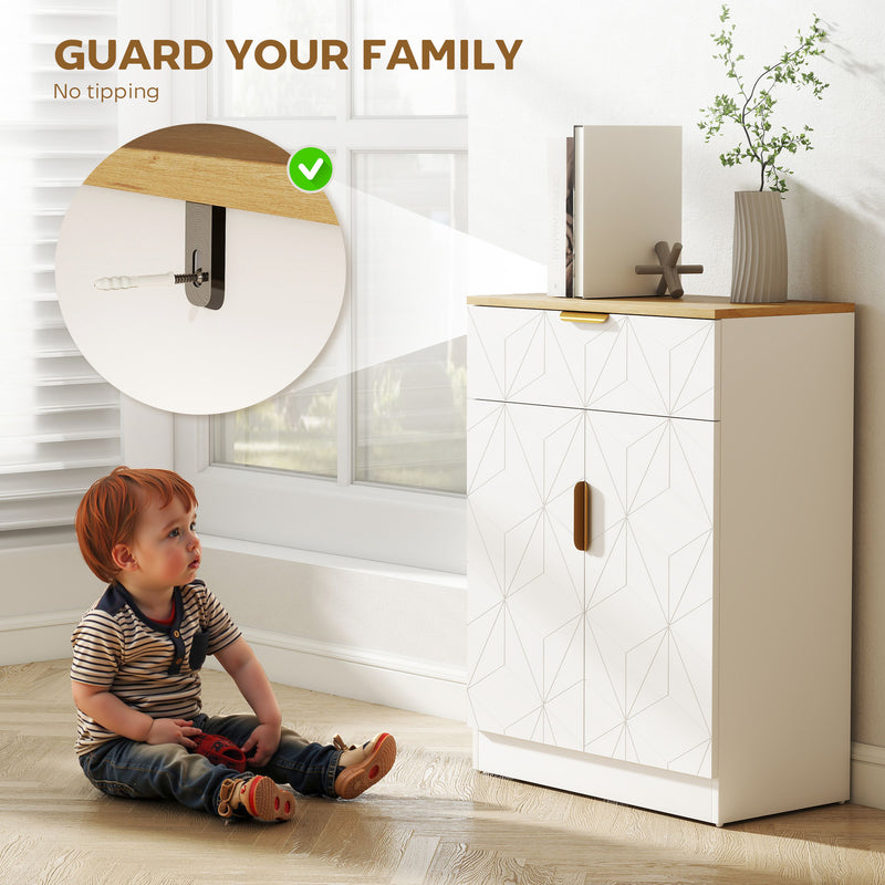 Modern Sideboard Storage Cabinet with Drawer and Adjustable Shelf for Home Use White