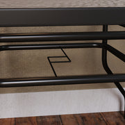 Square Glass Garden Dining Table with Umbrella Hole 100 x 100 cm