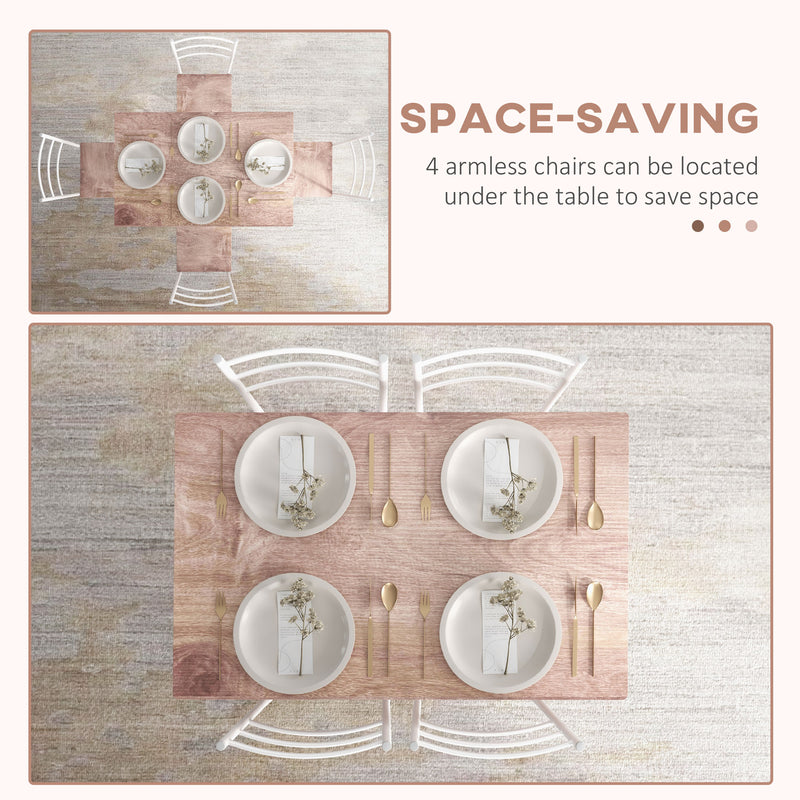 5 Piece Space Saving Dining Table and Chairs Set for Small Kitchens or Flats Brown White