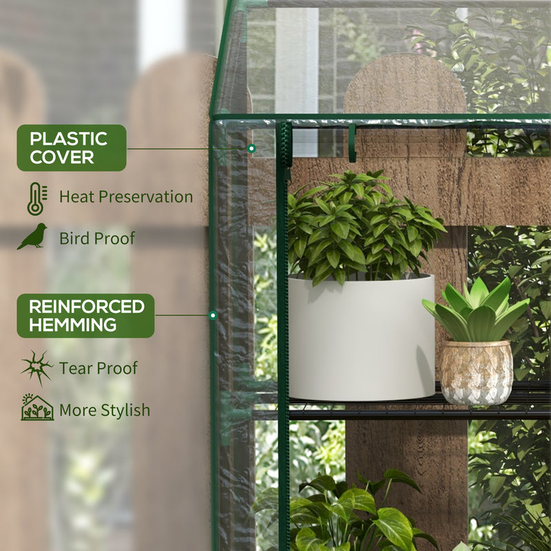 Mini Lean To Greenhouse with Three Shelves Ideal for Small Gardens and Balconies Green