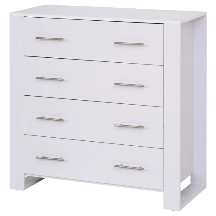 White 4 Drawer Chest With Metal Handles