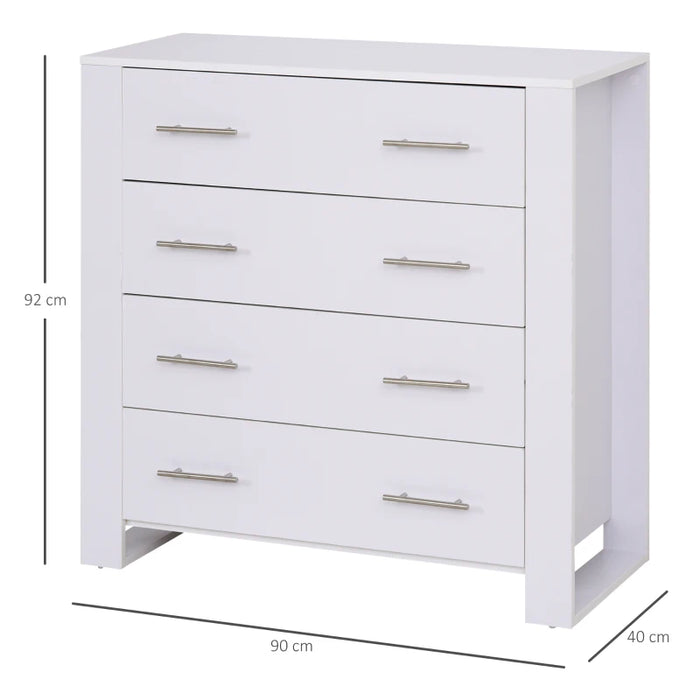 White 4 Drawer Chest With Metal Handles