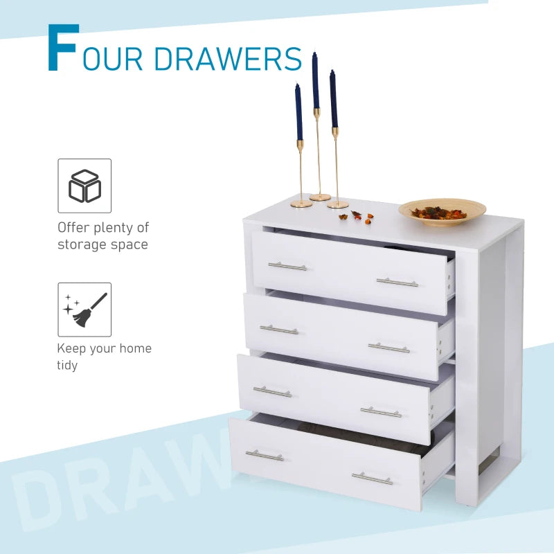 White 4 Drawer Chest With Metal Handles