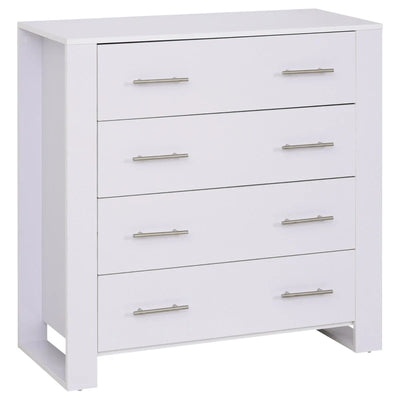 White 4 Drawer Chest With Metal Handles Homcom