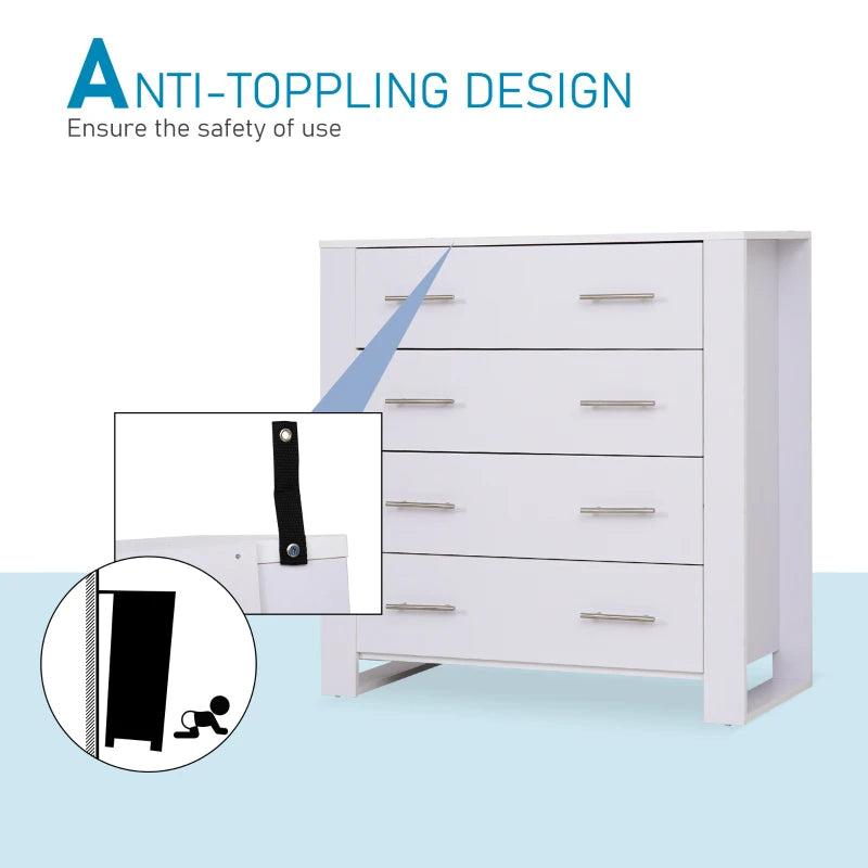 White 4 Drawer Chest With Metal Handles