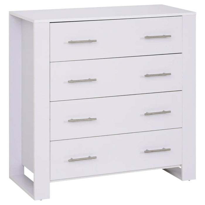 White 4 Drawer Chest With Metal Handles