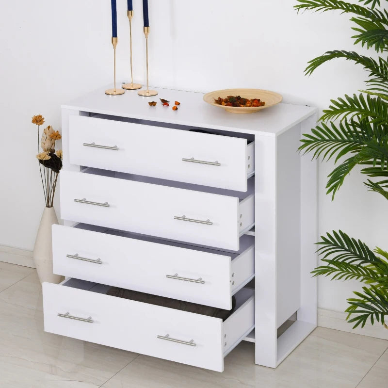 White 4 Drawer Chest With Metal Handles