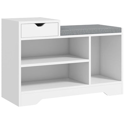 HOMCOM White Hallway Bench With Storage Homcom