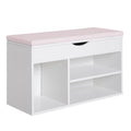 Shoe Bench With Cushion, White/Pink Homcom