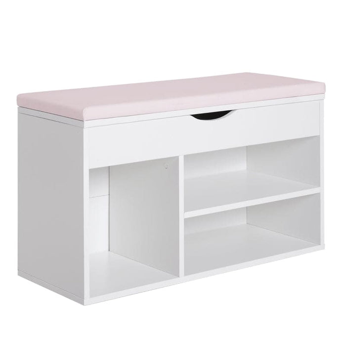 Shoe Bench With Cushion, White/Pink
