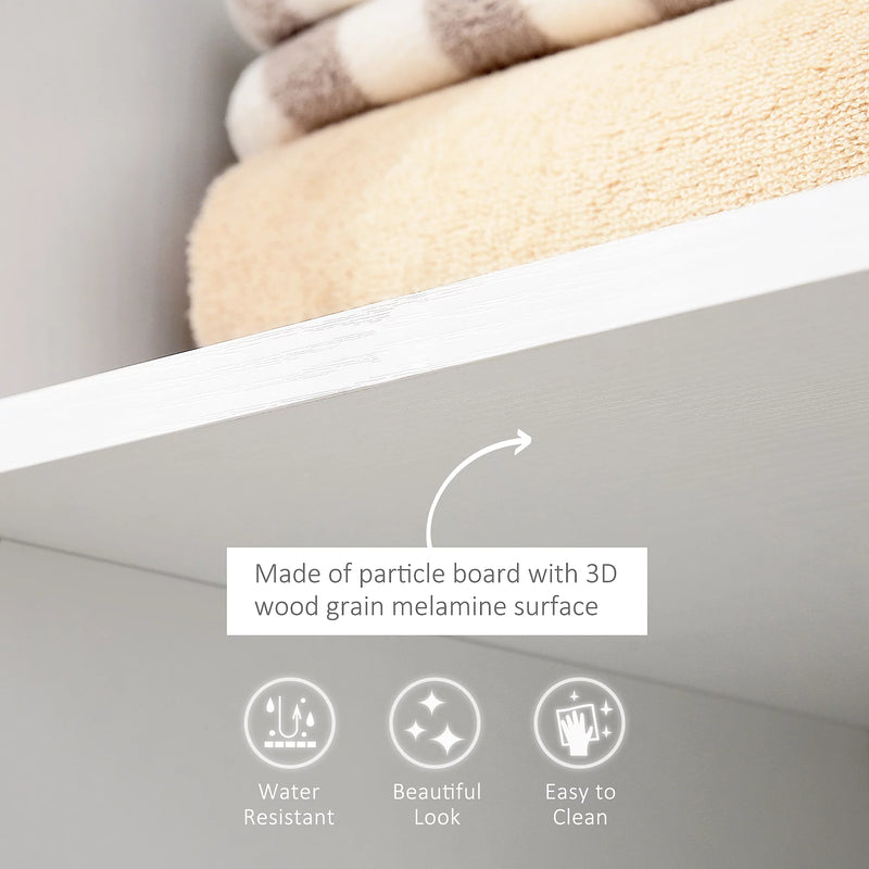 White Open Wardrobe on Wheels With Hanging Rail and Shelves