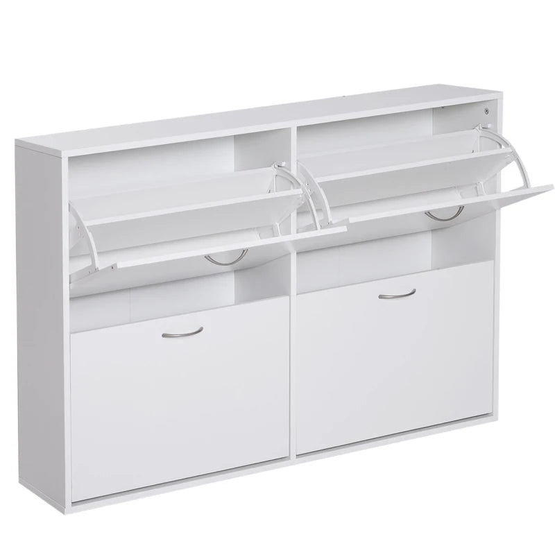 White Shoe Cabinet With Doors (Up to 24 Pairs)