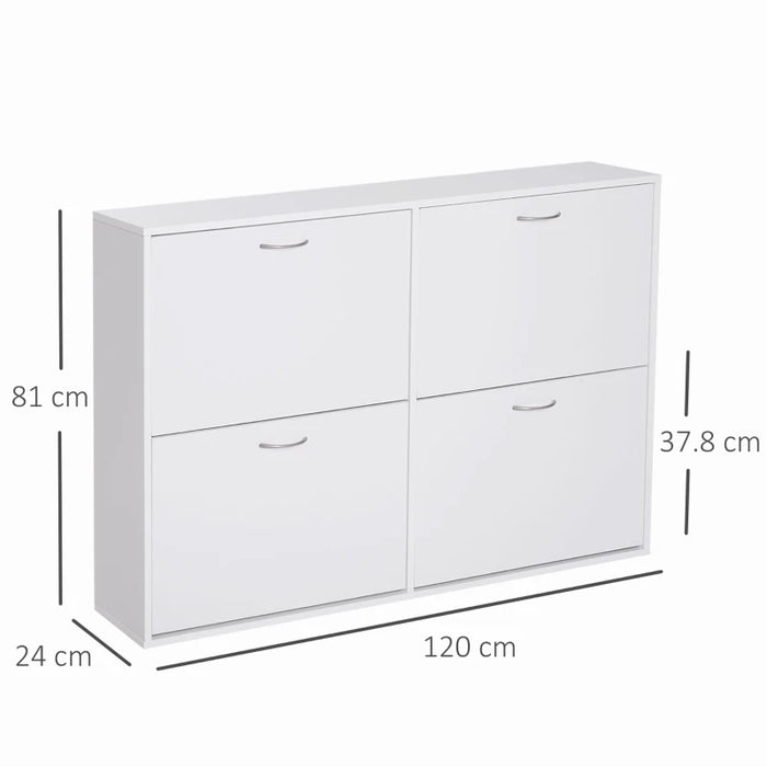 White Shoe Cabinet With Doors (Up to 24 Pairs)