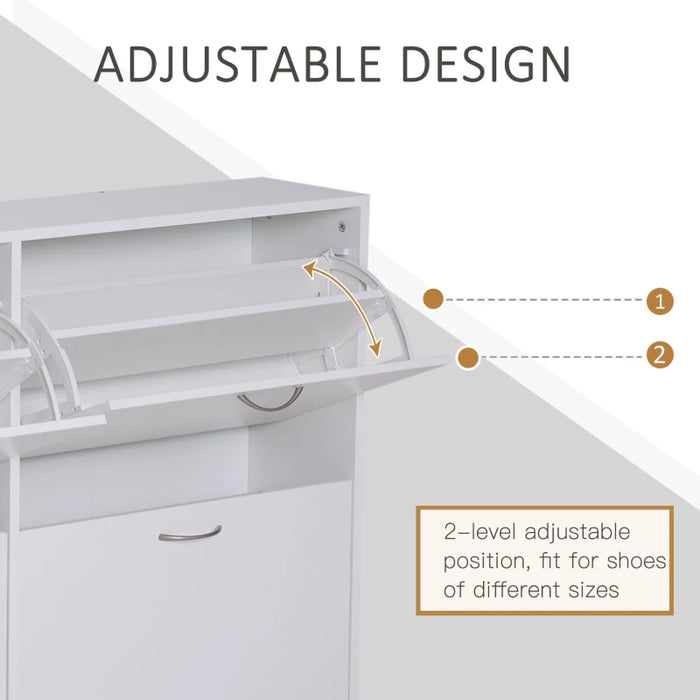 White Shoe Cabinet With Doors (Up to 24 Pairs)