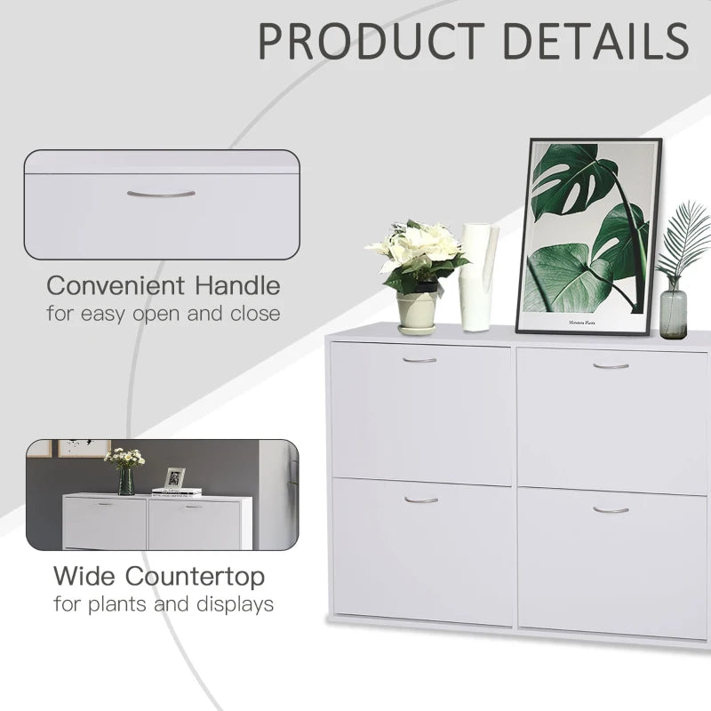 White Shoe Cabinet With Doors (Up to 24 Pairs)