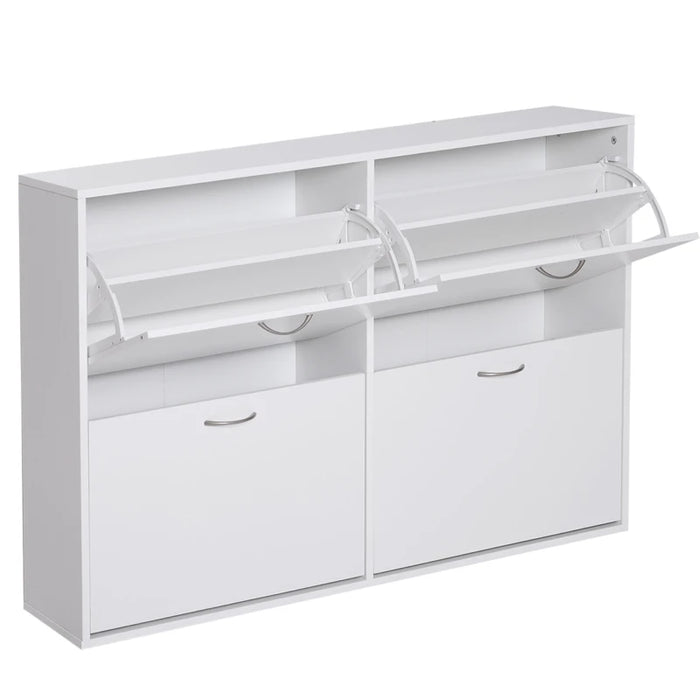 White Shoe Cabinet With Doors (Up to 24 Pairs)