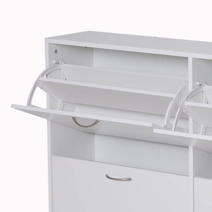 White Shoe Cabinet With Doors (Up to 24 Pairs)