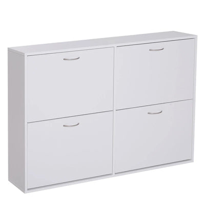 White Shoe Cabinet With Doors (Up to 24 Pairs) Homcom