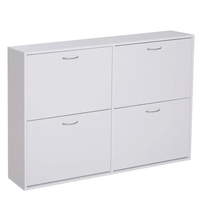 White Shoe Cabinet With Doors (Up to 24 Pairs)