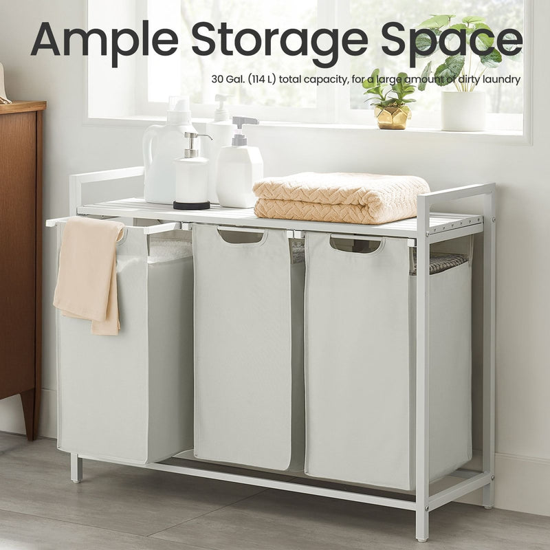 3 Compartment Laundry Sorter with Removable Pull Out Liners for Easy Sorting by Vasagle