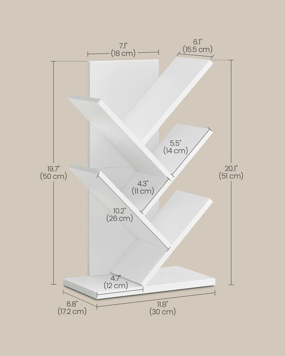 Image of a Vasagle Small White 5 Tier Tree Book Case.