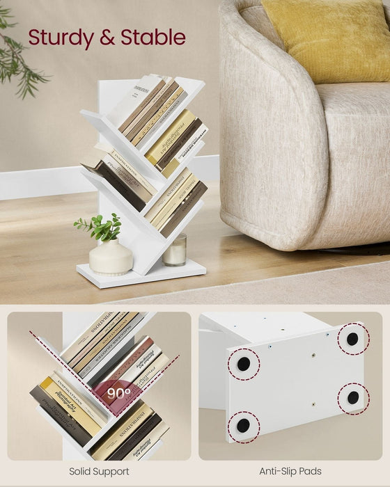 Image of a Vasagle Small White 5 Tier Tree Book Case.