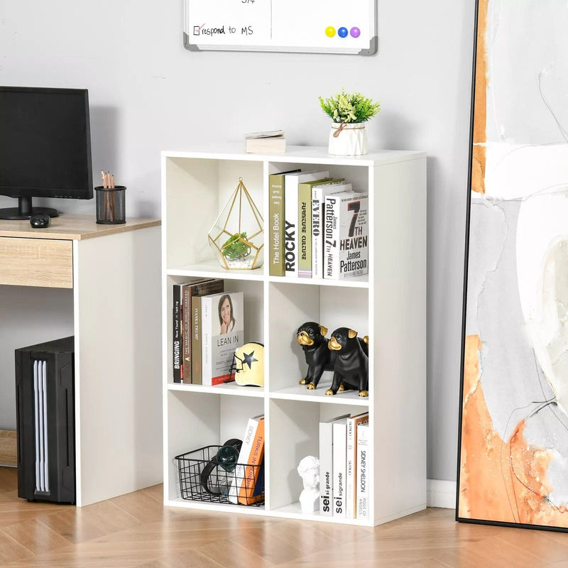 Image of a white 6 cube bookcase
