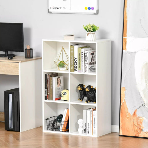 Image of a white 6 cube bookcase