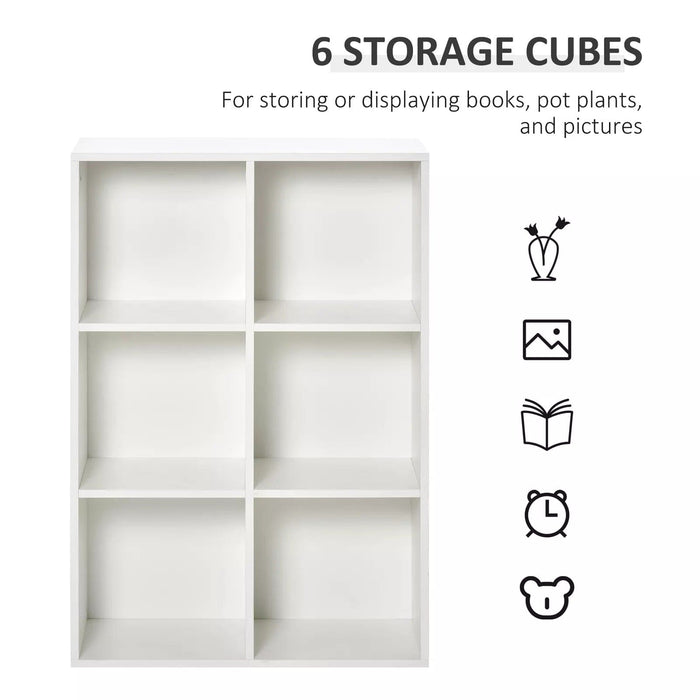 Image of a white 6 cube bookcase